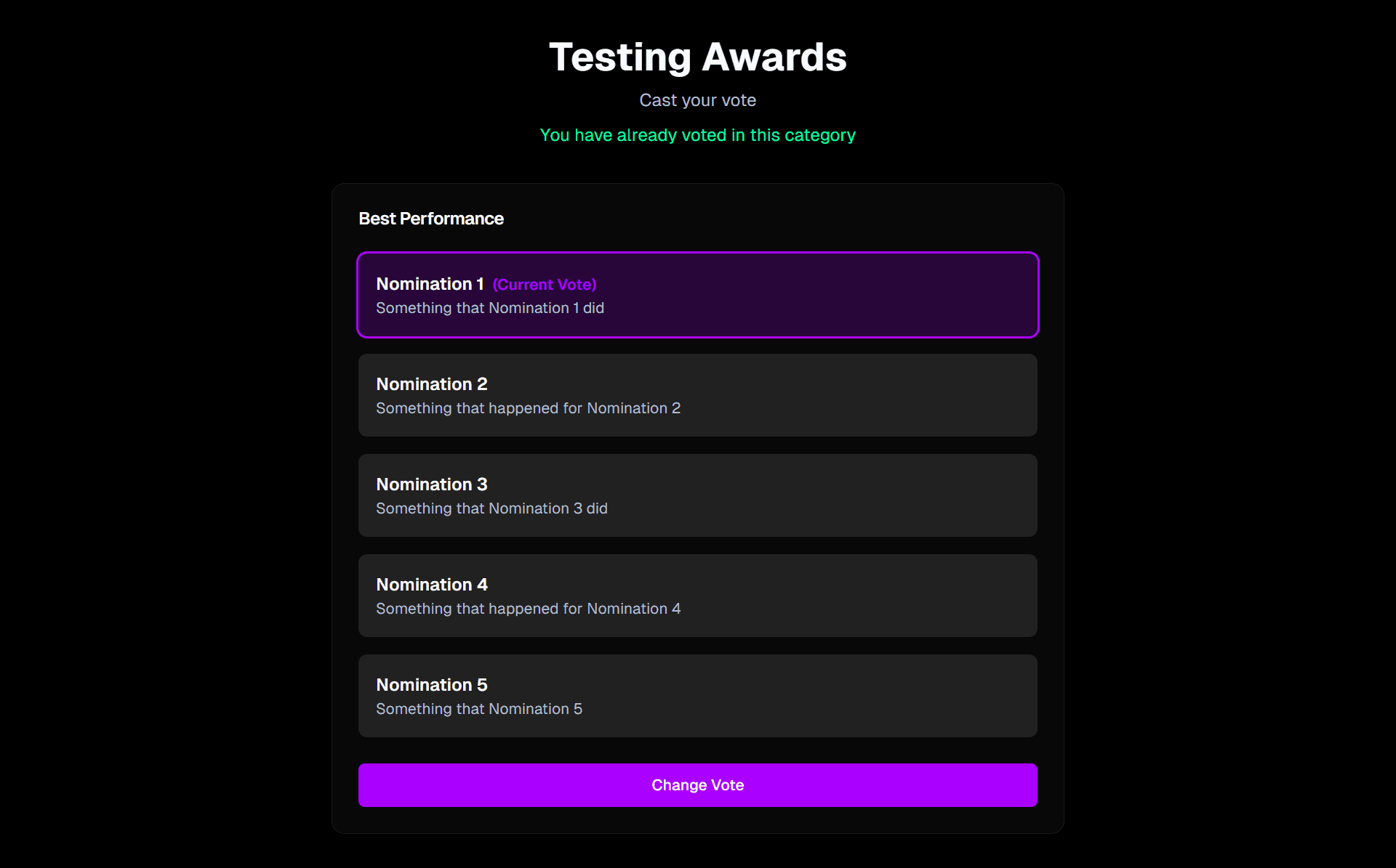 AwardBro Voting Interface