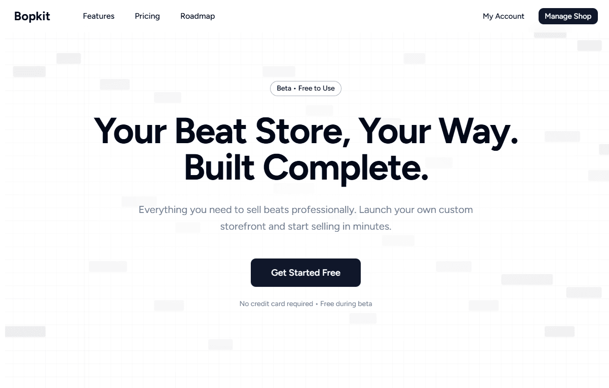 Bopkit landing page hero section